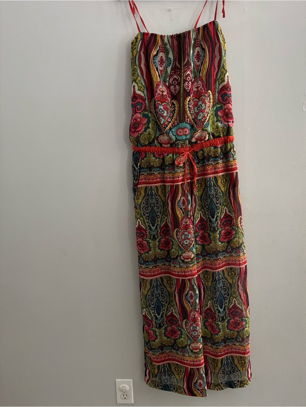 Desigual Multicolor Boho Festival Wide Leg Jumpsuit Size Medium Floral Luxury